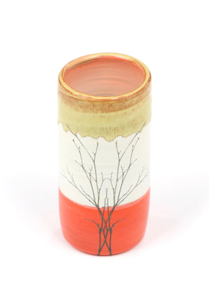 Flame Orange - Branch - Cylindrical Vase