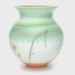 Large Open Porcelain Vase with Orange Base