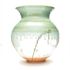 Large Open Porcelain Vase with Orange Base